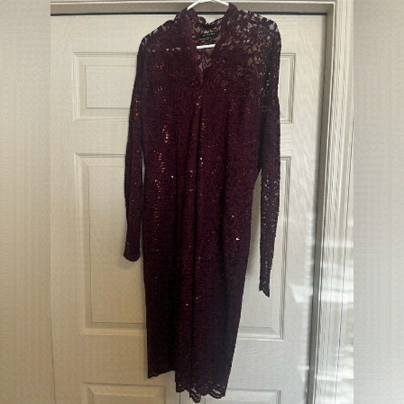 Purple Lace and Sequin Bodycon Dress - Picture 1 of 8